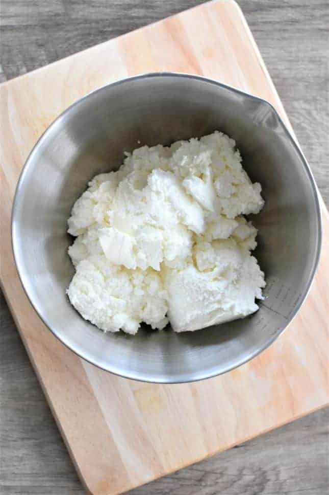 Ricotta cheese in a mixing bowl