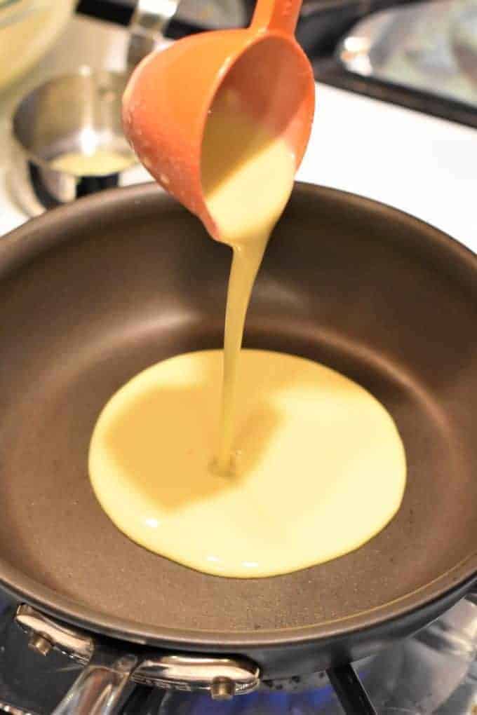 Pouring the batter into the pan