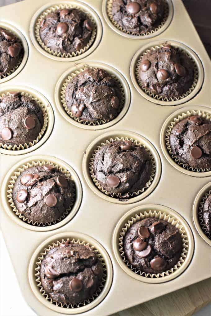 Baked muffins in a muffin pan