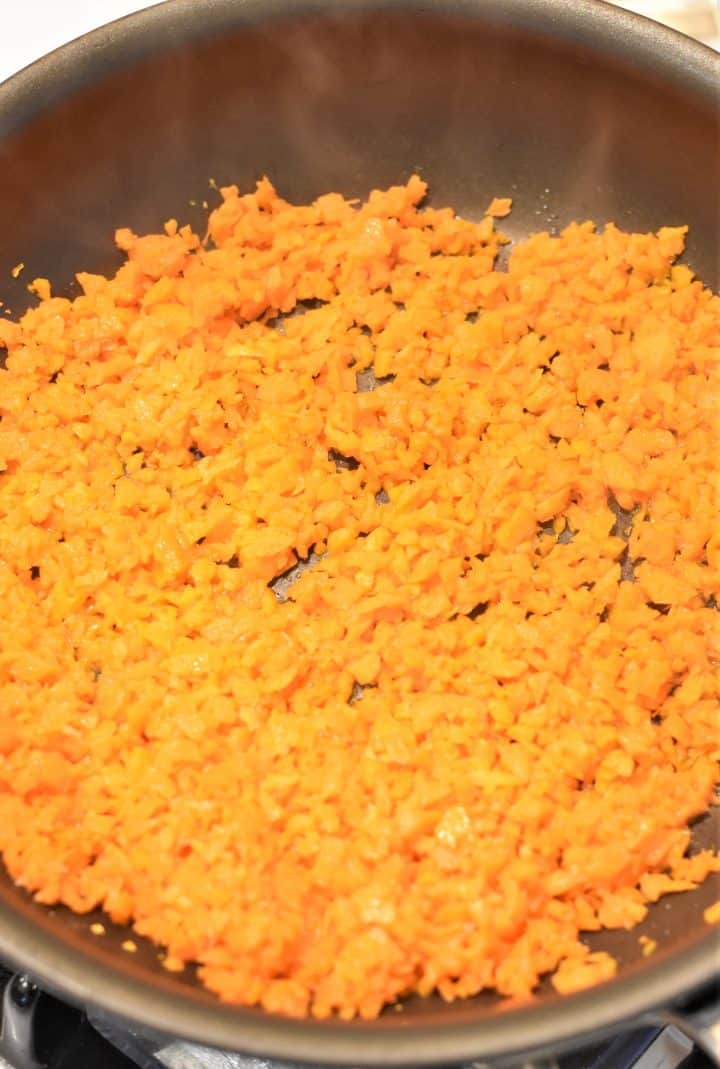 Carrots cooking in a pan