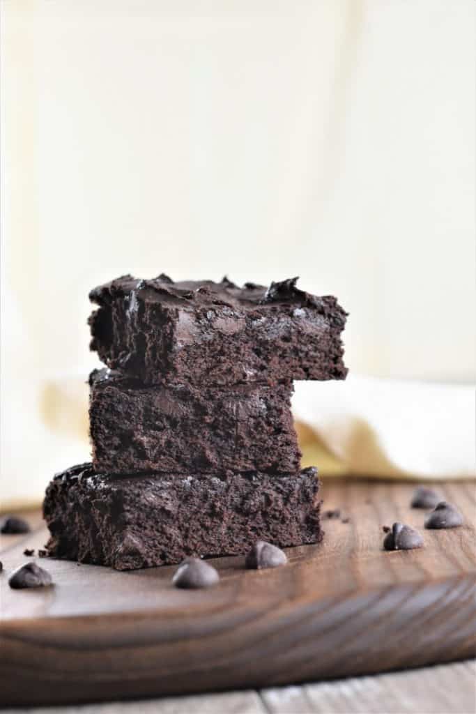 Chickpea Flour Brownies on a Wood Board