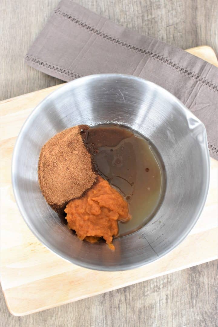 wet ingredients in a mixing bowl