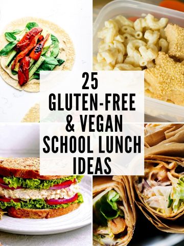 collage of four of the gluten-free and vegan school lunch recipes