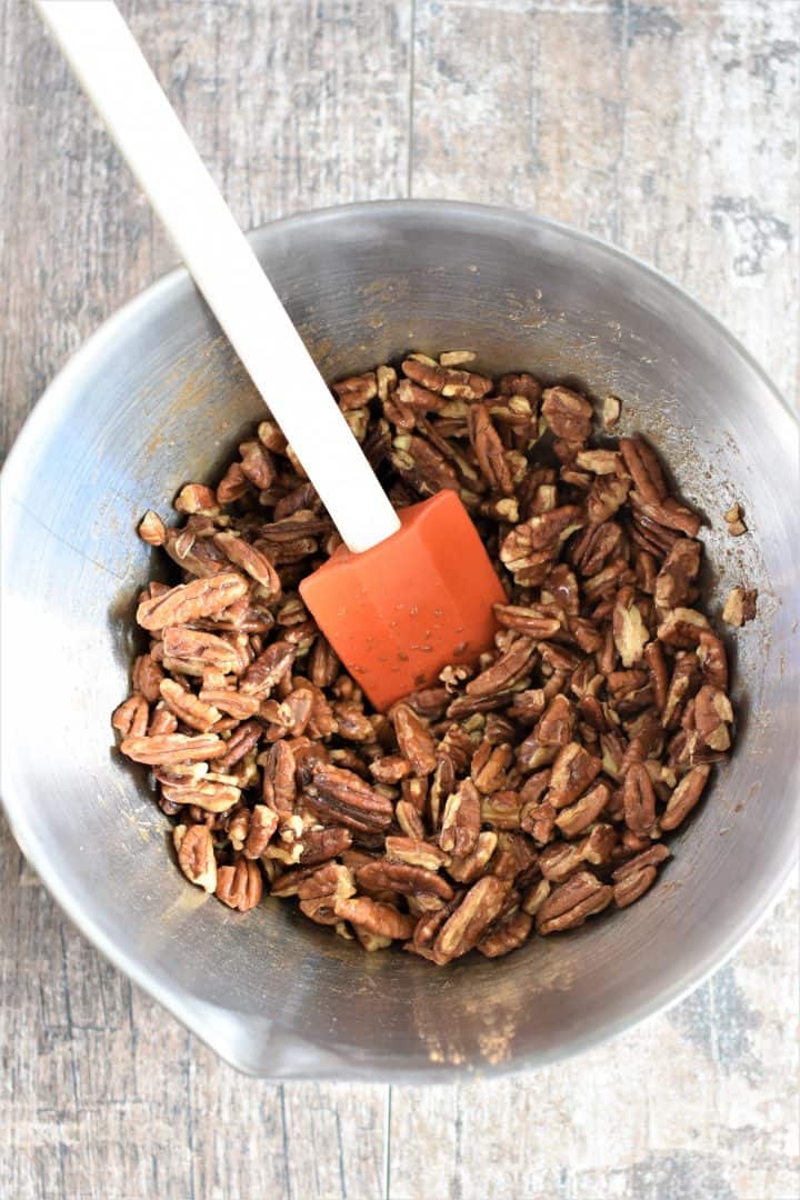 Mixing ingredients together with a silicone spatula