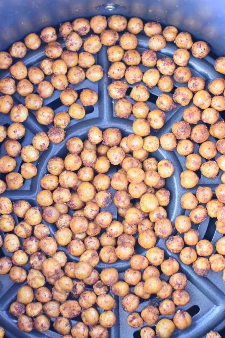 BBQ chickpeas in air fryer after cooking