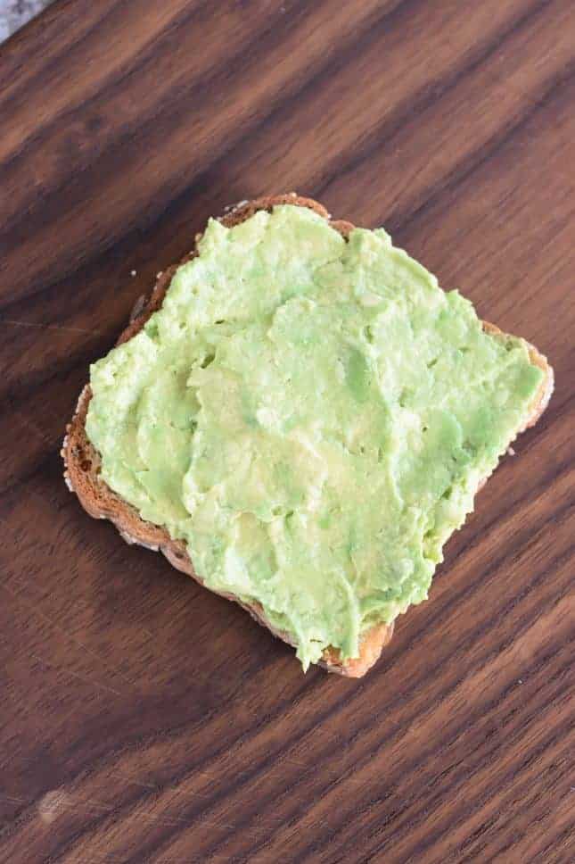 Avocado spread onto toast