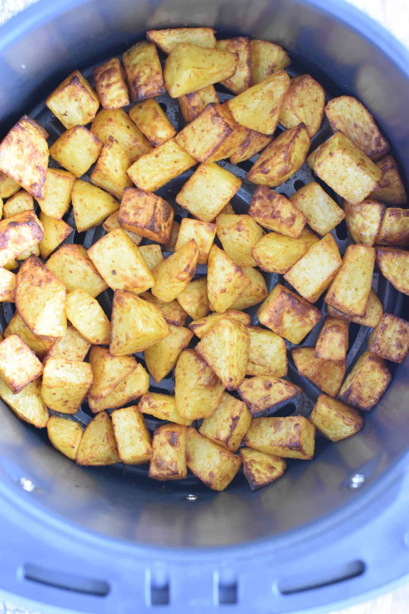 Potatoes in the air fryer after cooking