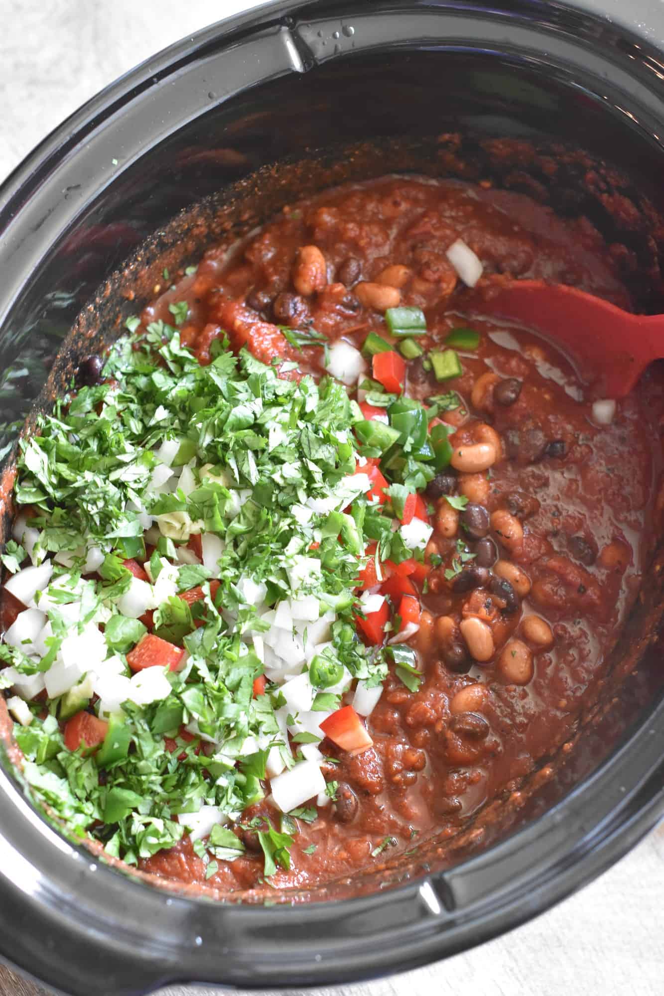 chopped bell pepper, jalapeno, garlic, onion and cilantro