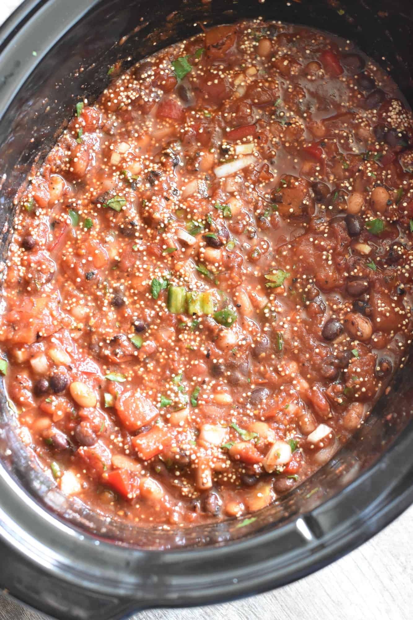 all ingredients stirred together in slow cooker before cooking