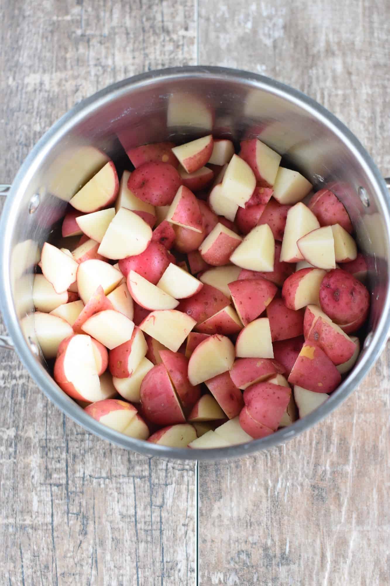 chopped potatoes in a pot