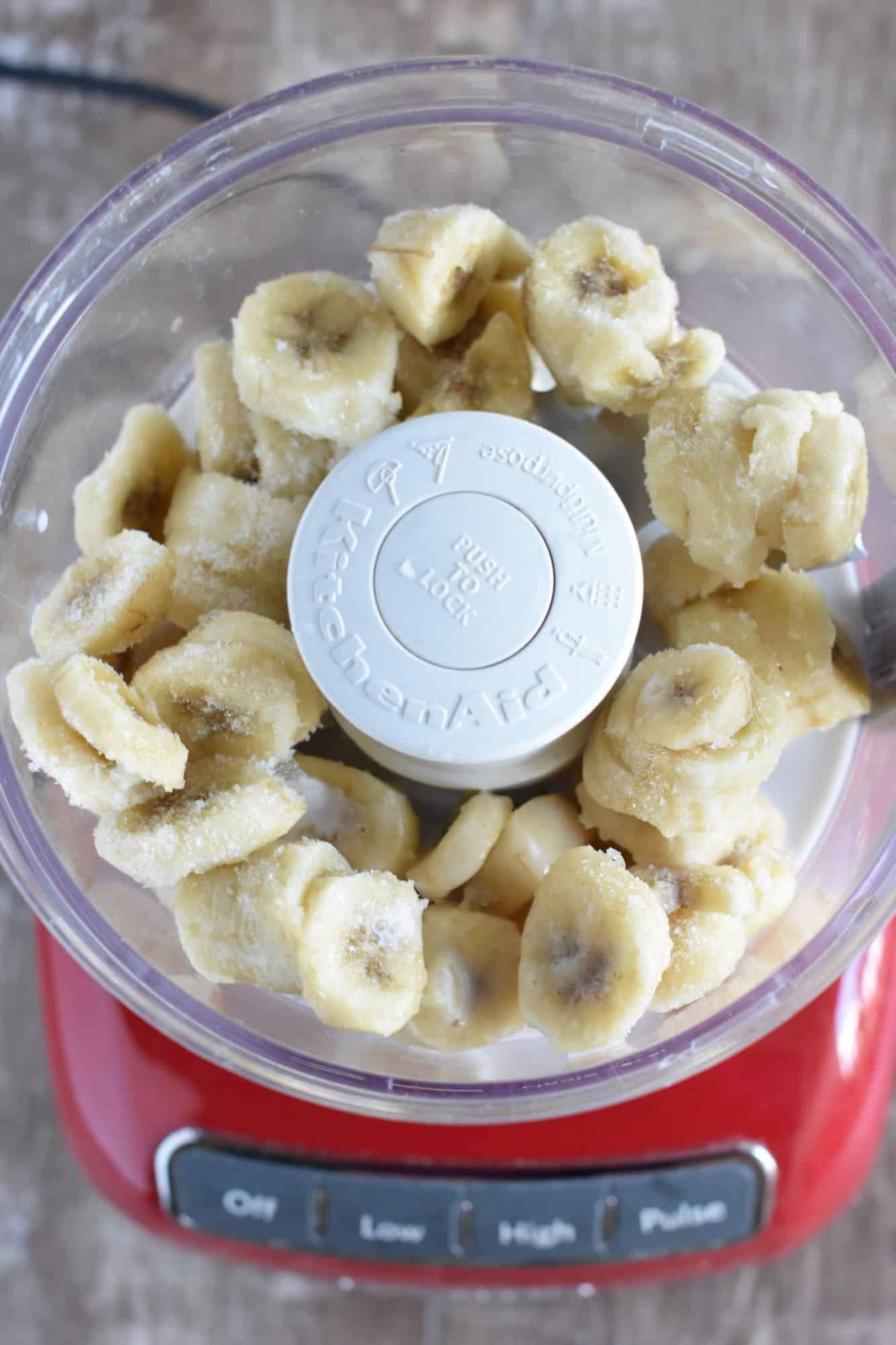 bananas and milk added to food processor