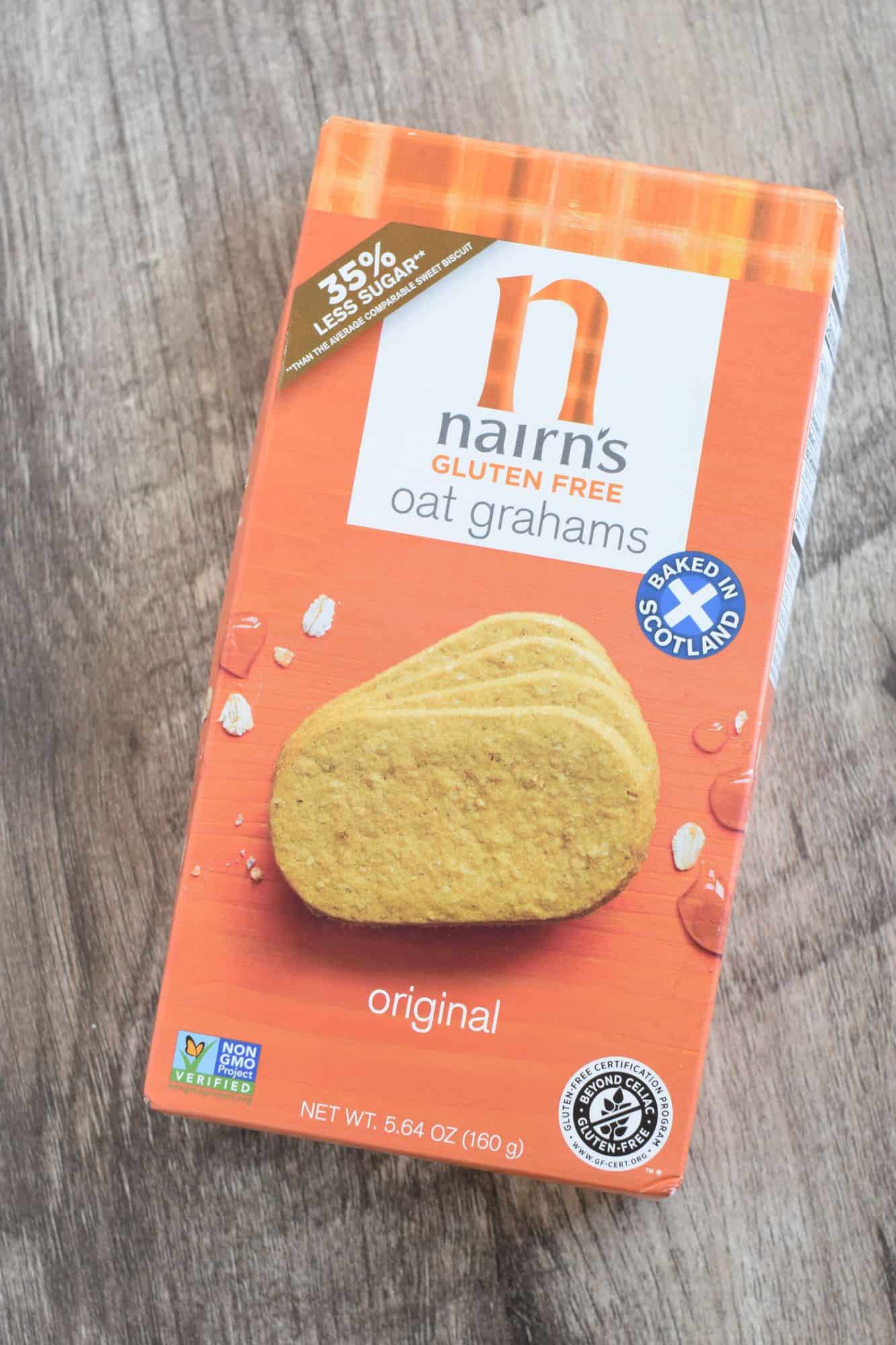 front of box of Nairn's gluten-free oat grahams