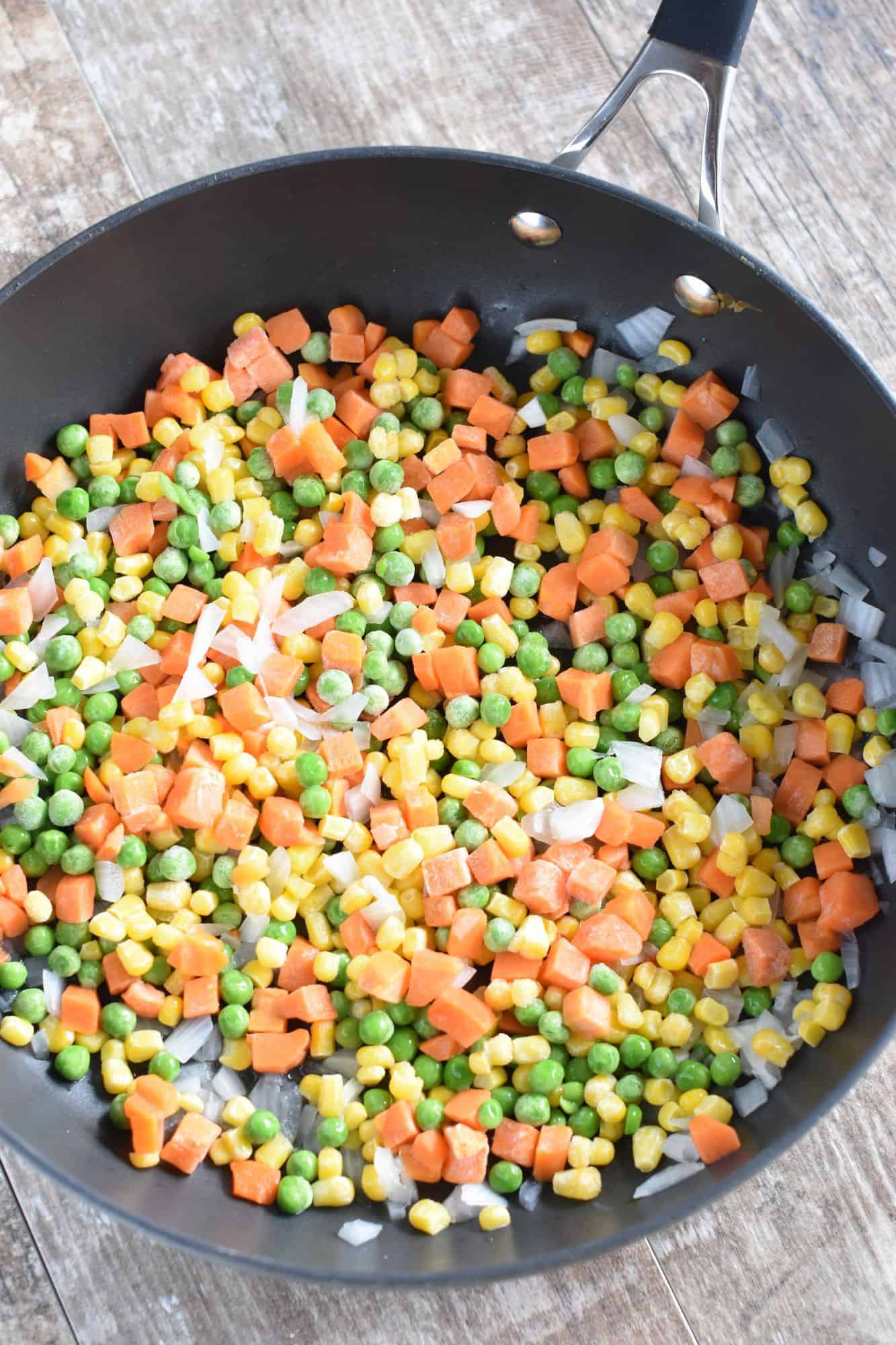 veggies added to the skillet