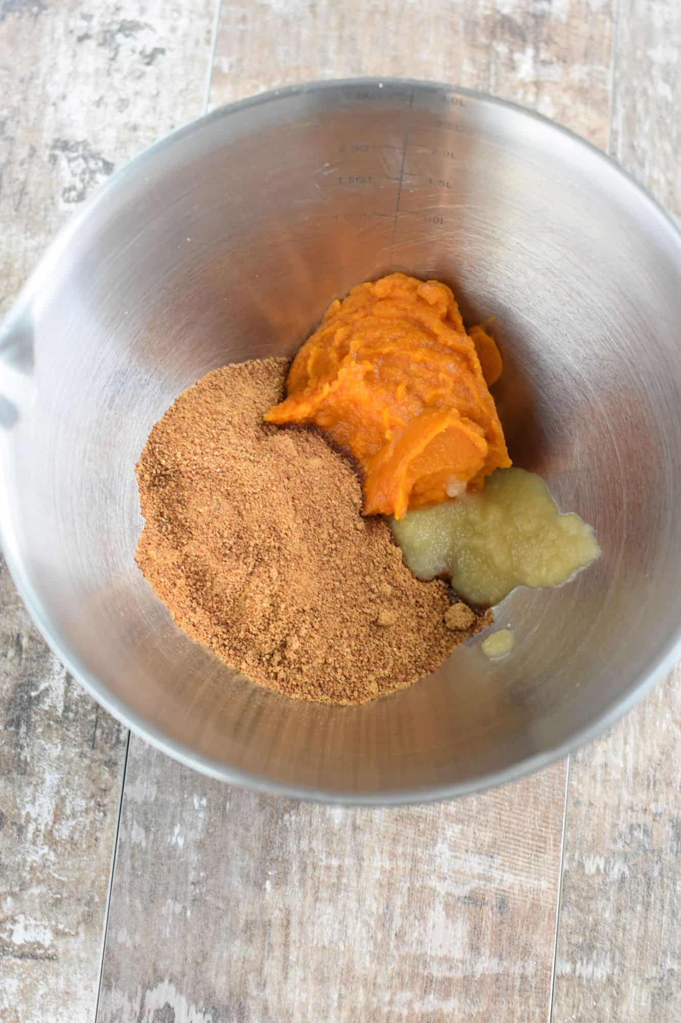 wet ingredients in mixing bowl