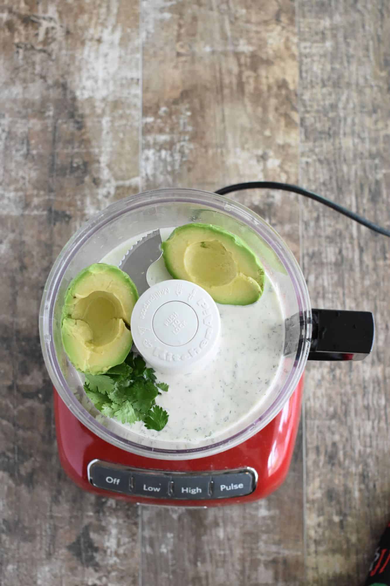 ingredients in food processor before blending