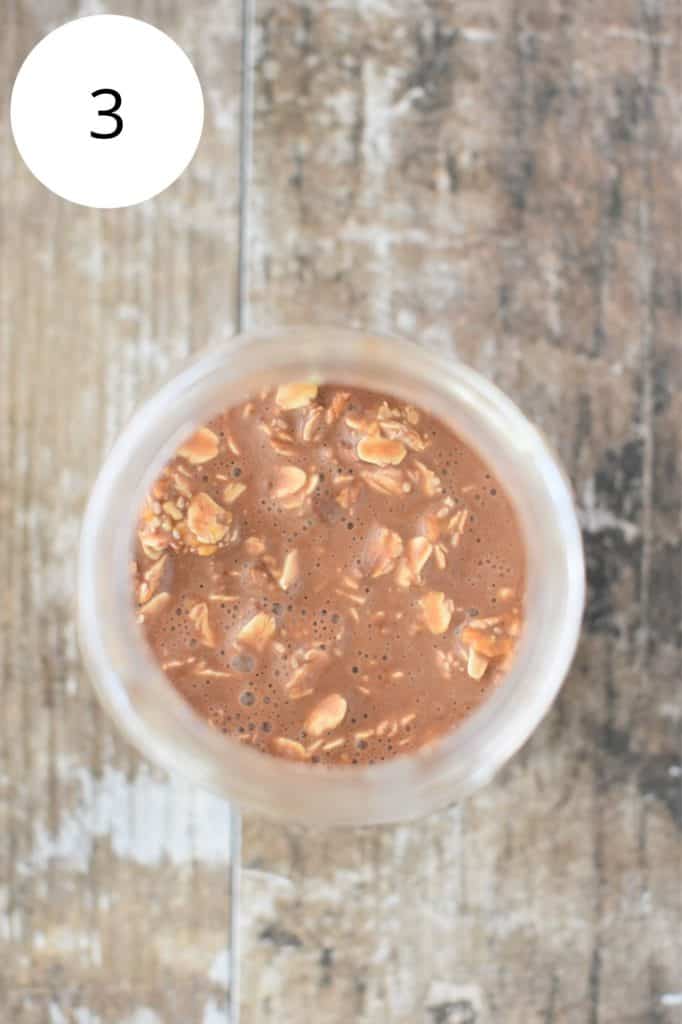 overhead of ingredients mixed together in mason jar