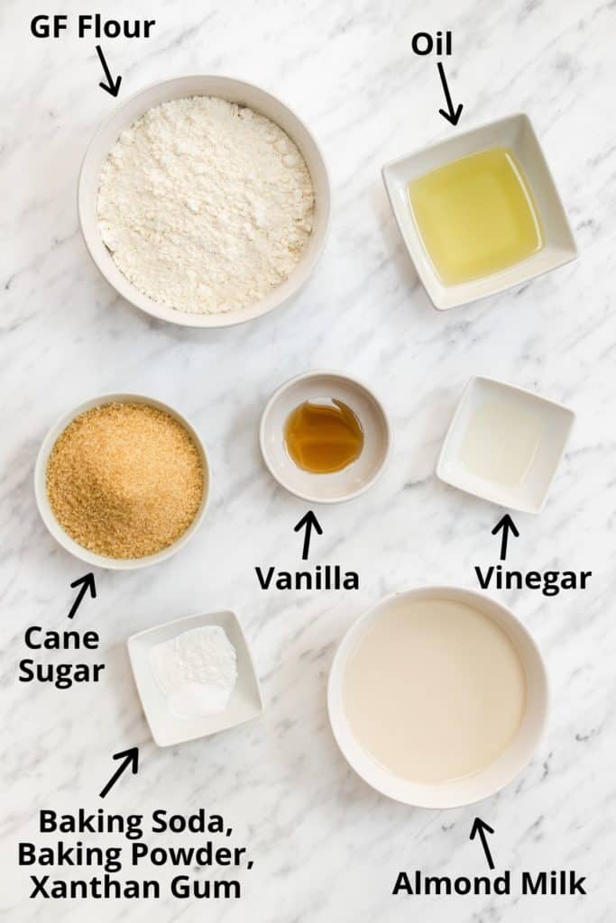 ingredients for cupcakes with text labels