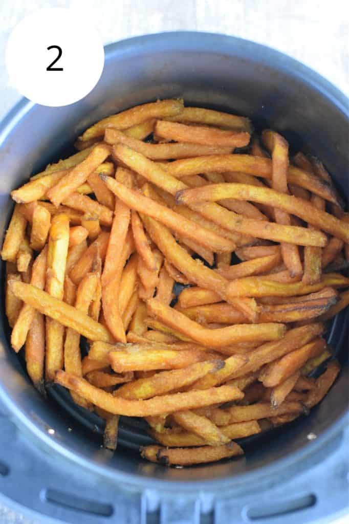 sweet potato fries in air fryer after cooking