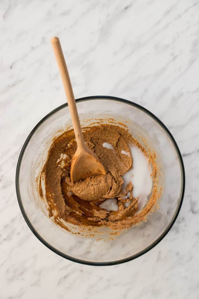 rest of wet ingredients added to butter and sugar mixture