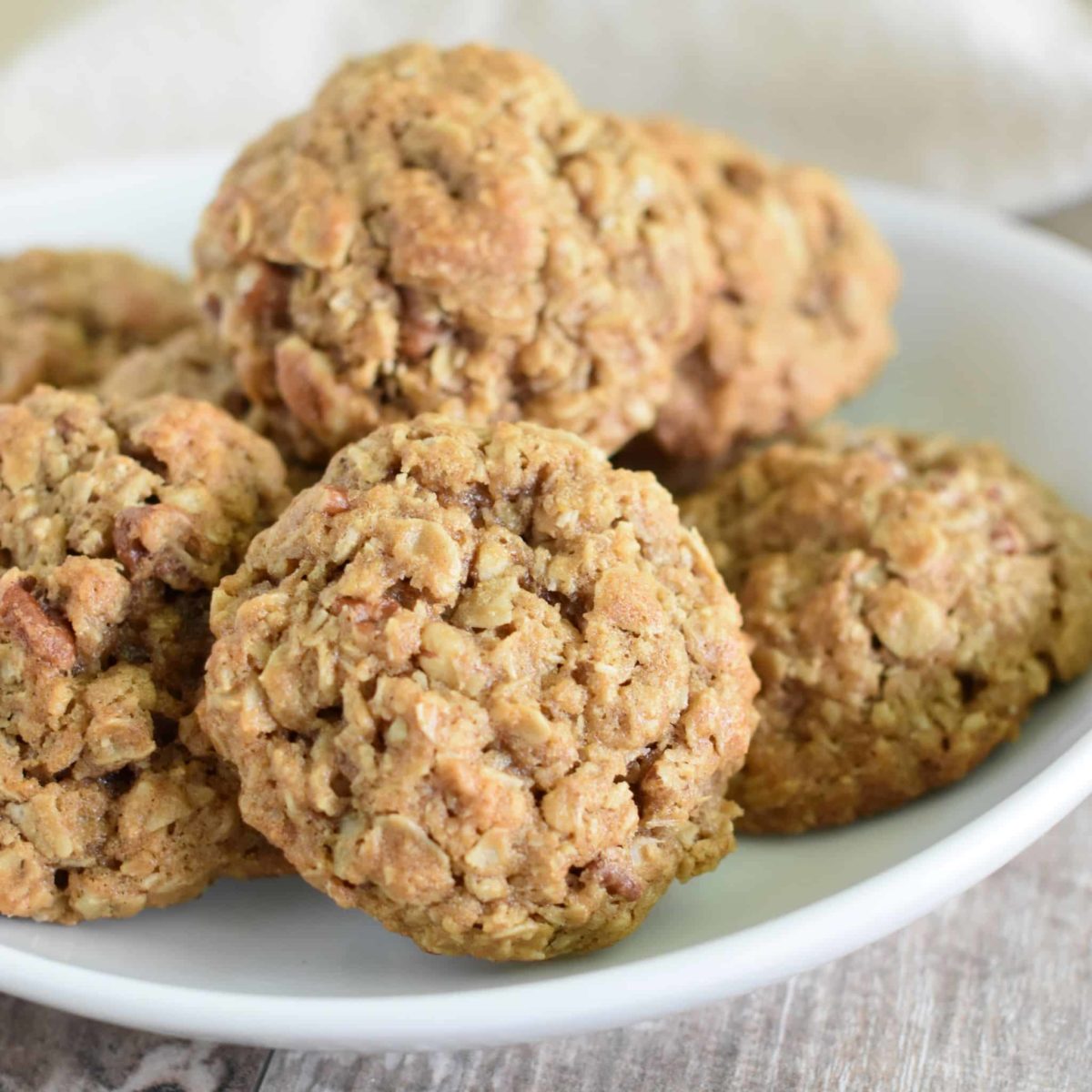 close-up of cookies on a white plate