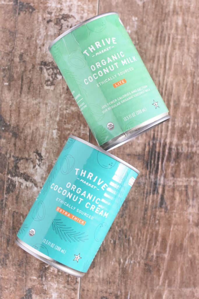 overhead of Thrive Market brand coconut milk and coconut cream