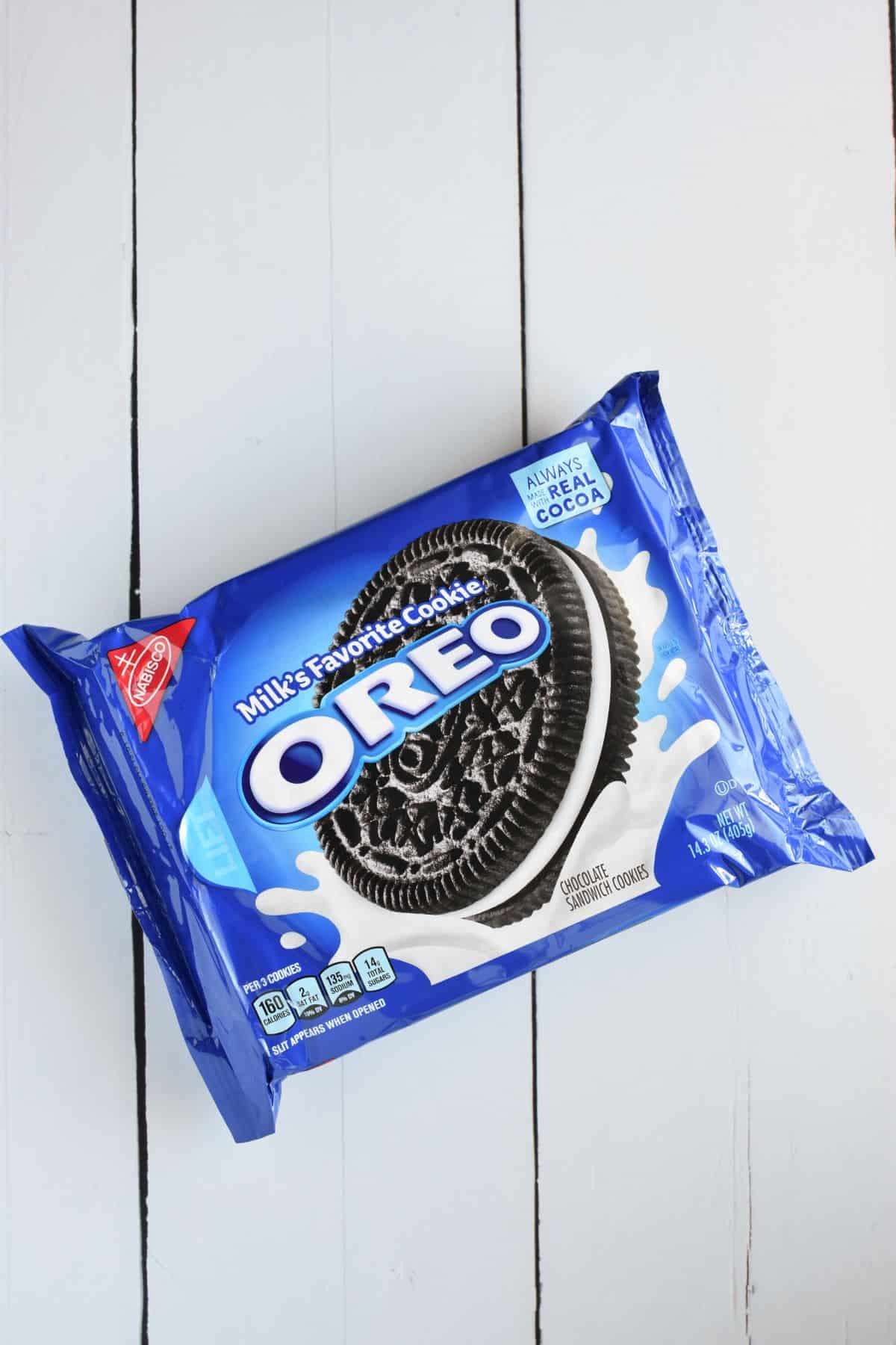 Unopened package of Oreo Cookies.