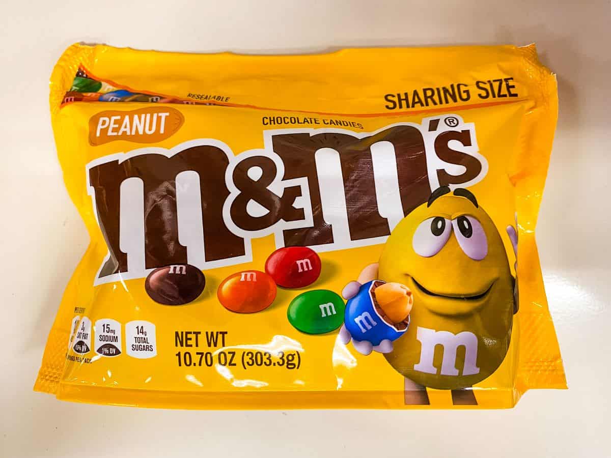 Bag of peanut M&M's.