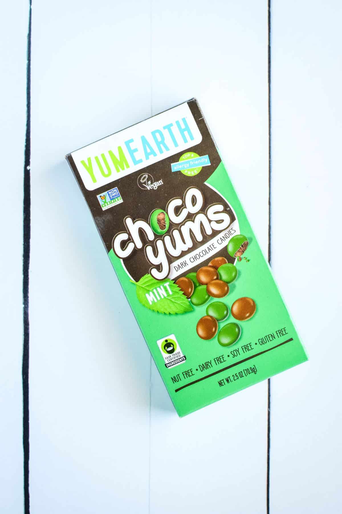 Box of mint Choco Yums.