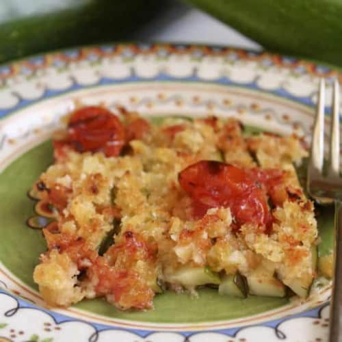 Baked Zucchini on a plate.