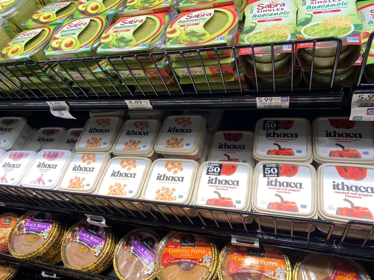 Ithaca hummus on Publix shelf.