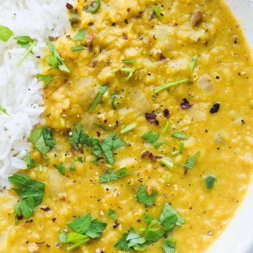 Lentil Dhal in bowl.