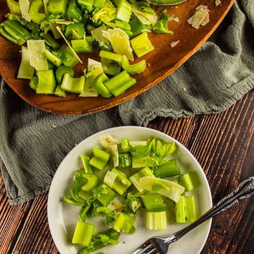 Raw celery salad on a plate.