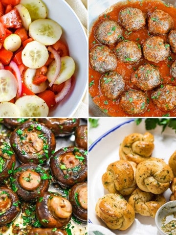 Collage of four best side dishes for pasta.