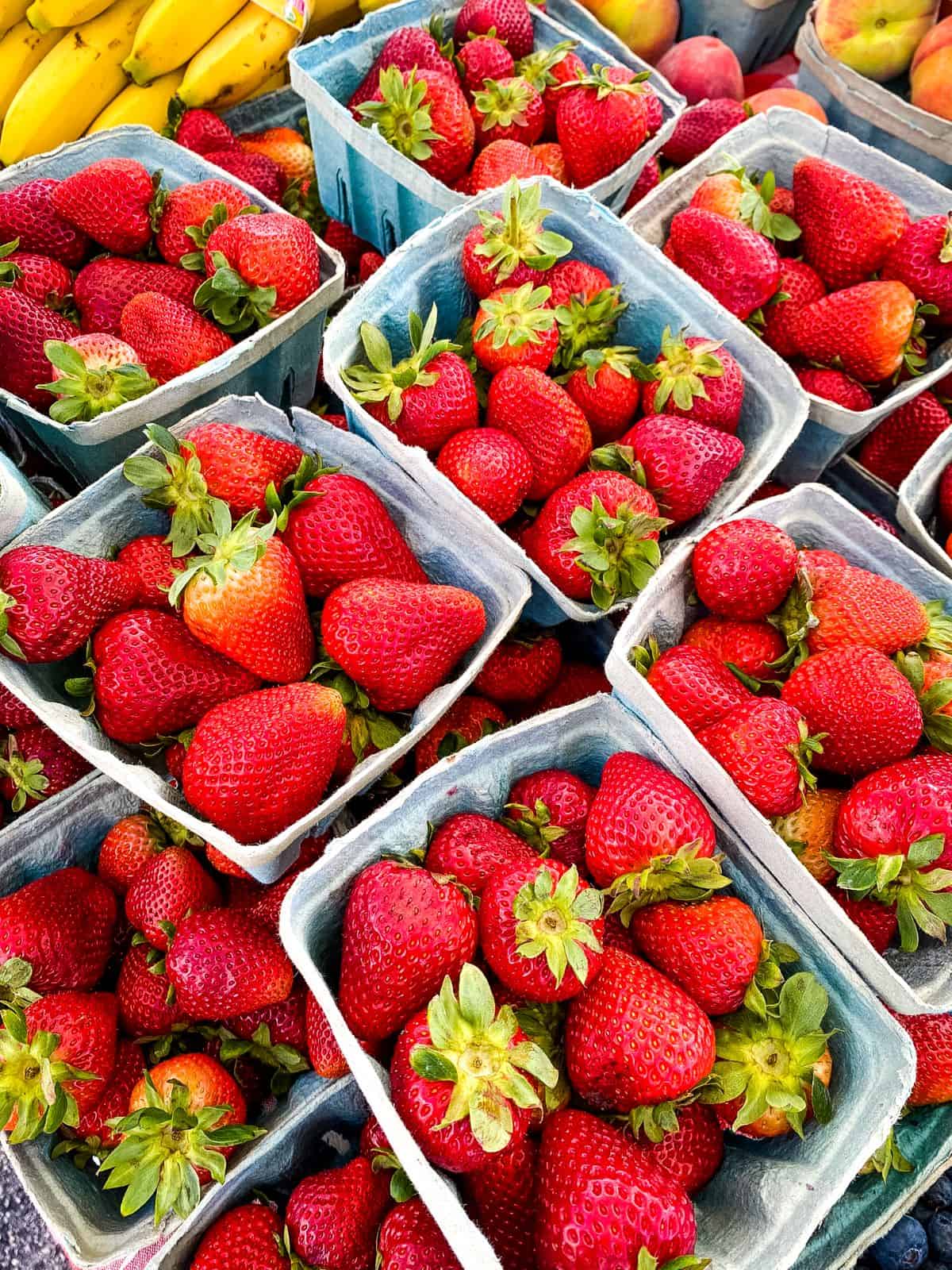 Strawberries at farmers market.