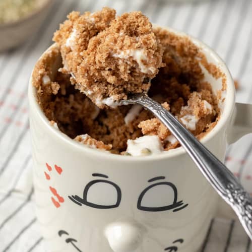 Healthy Breakfast Mug Cake in a cup.