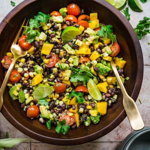 Black Bean Mango Avocado Salad in a bowl.