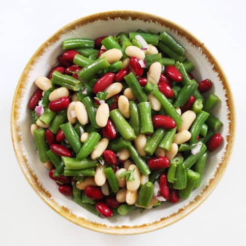 Three bean salad in a bowl.