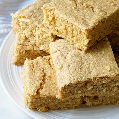 Healthy Vegan Cornbread on a plate.