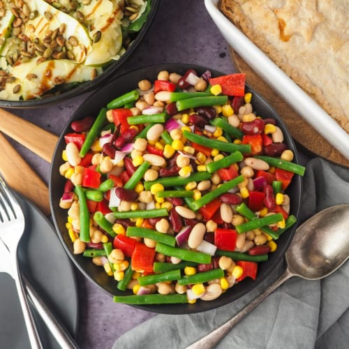 Four bean salad in a bowl.