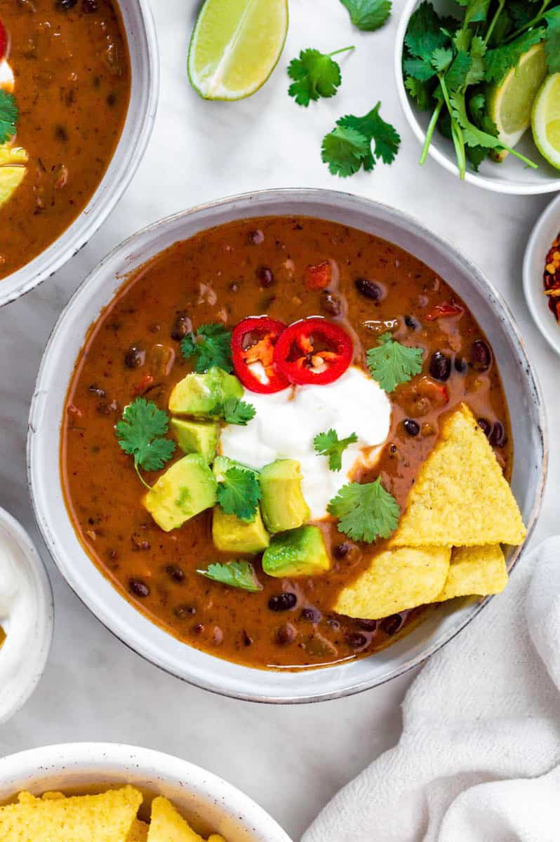 Panera Black Bean Soup - Close up image of copycat recipe