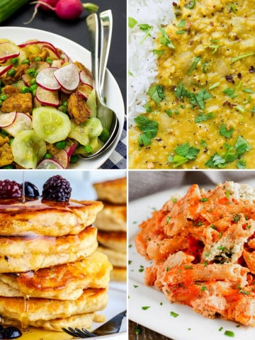 collage of 4 of the high protein vegan recipes in the collection.