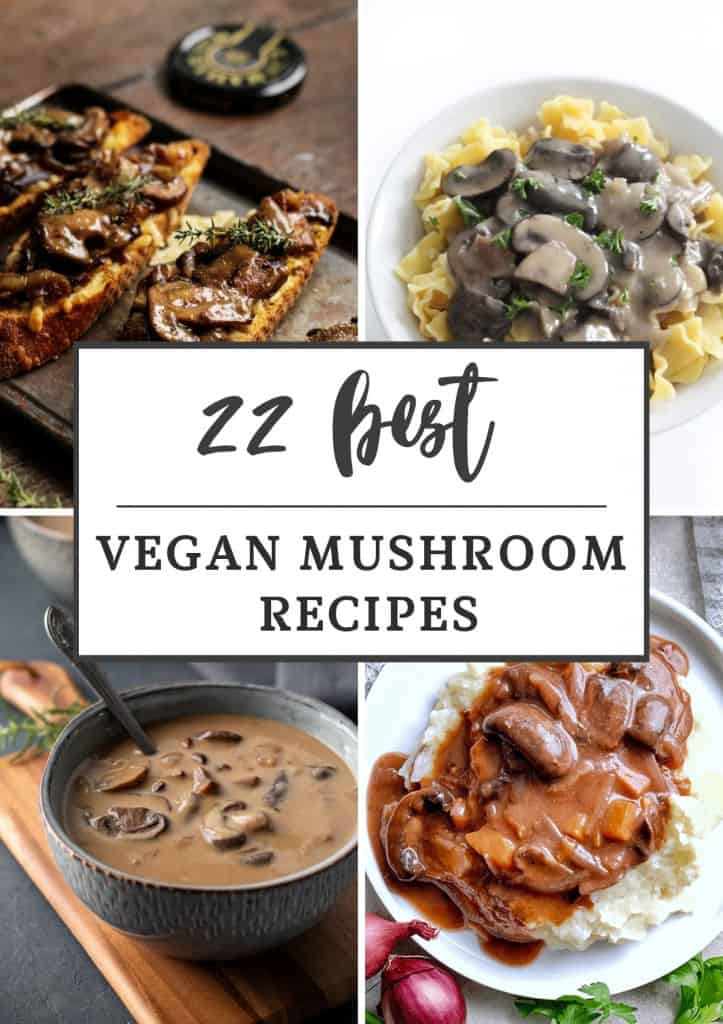 collage of 4 of the recipes from the mushroom roundup with text title overlay.