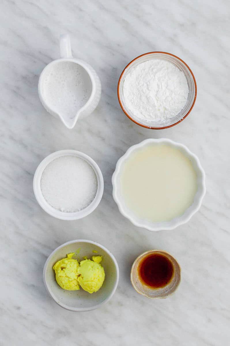 Gathered ingredients for making my vegan pastry cream recipe.