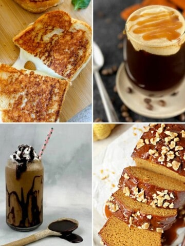 collage of 4 of the Starbucks copycat recipes from the roundup.