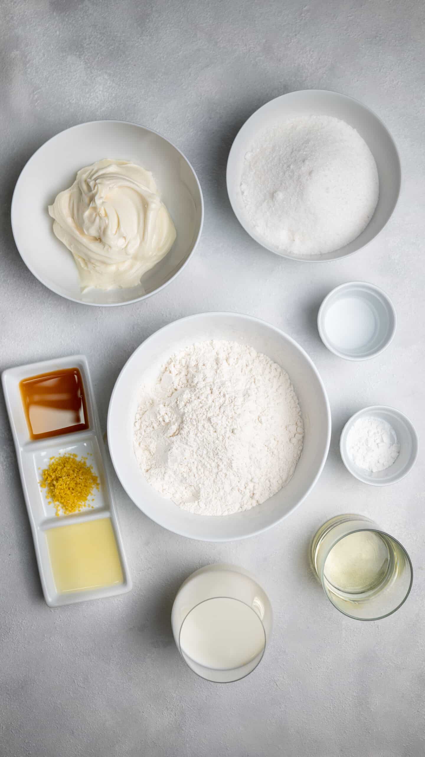 Ingredients for vegan lemon cake.