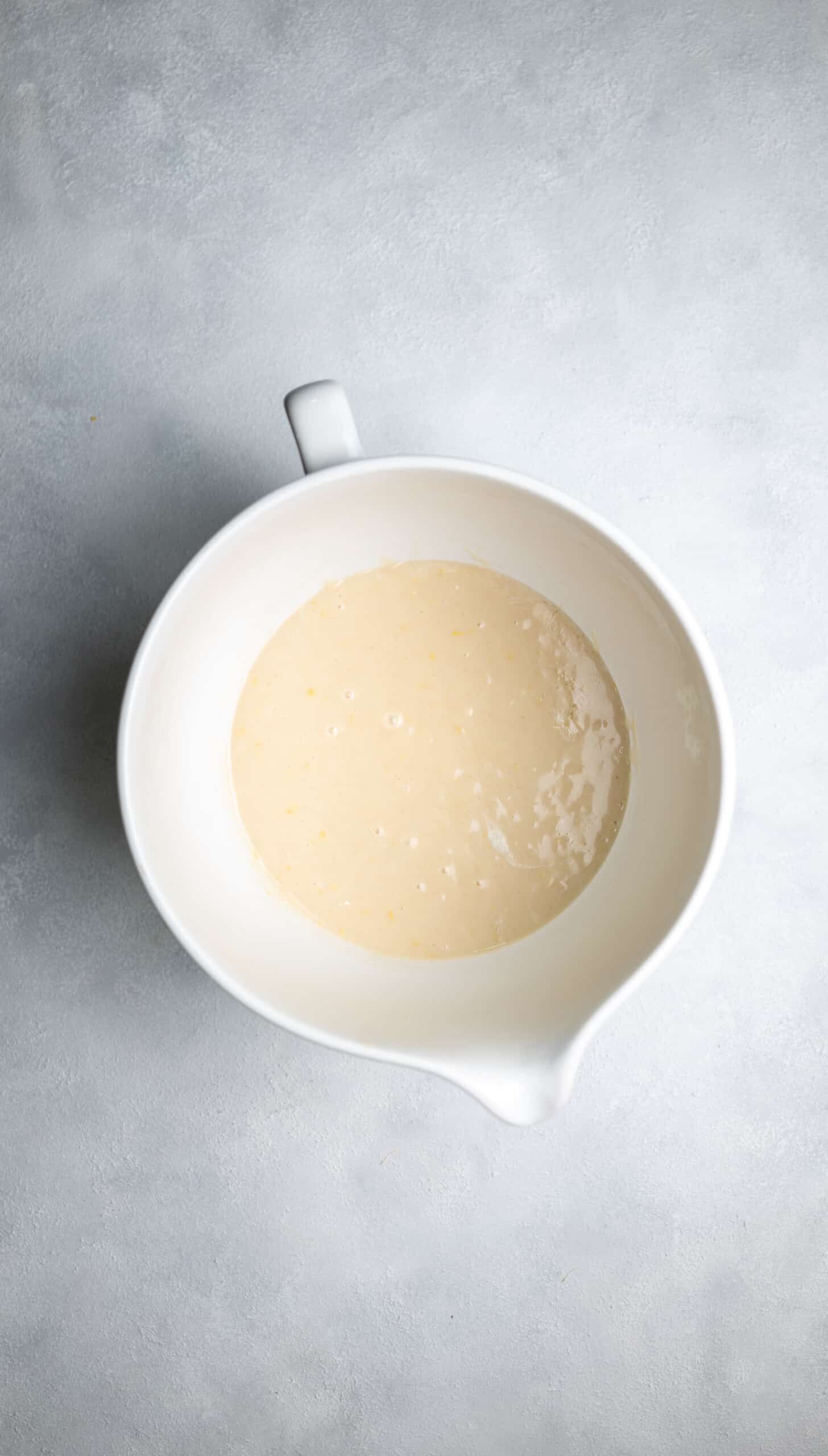 Wet ingredients for lemon cake.