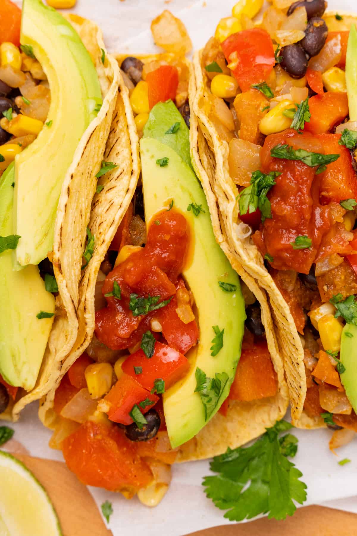 Avocado tomato tortilla.