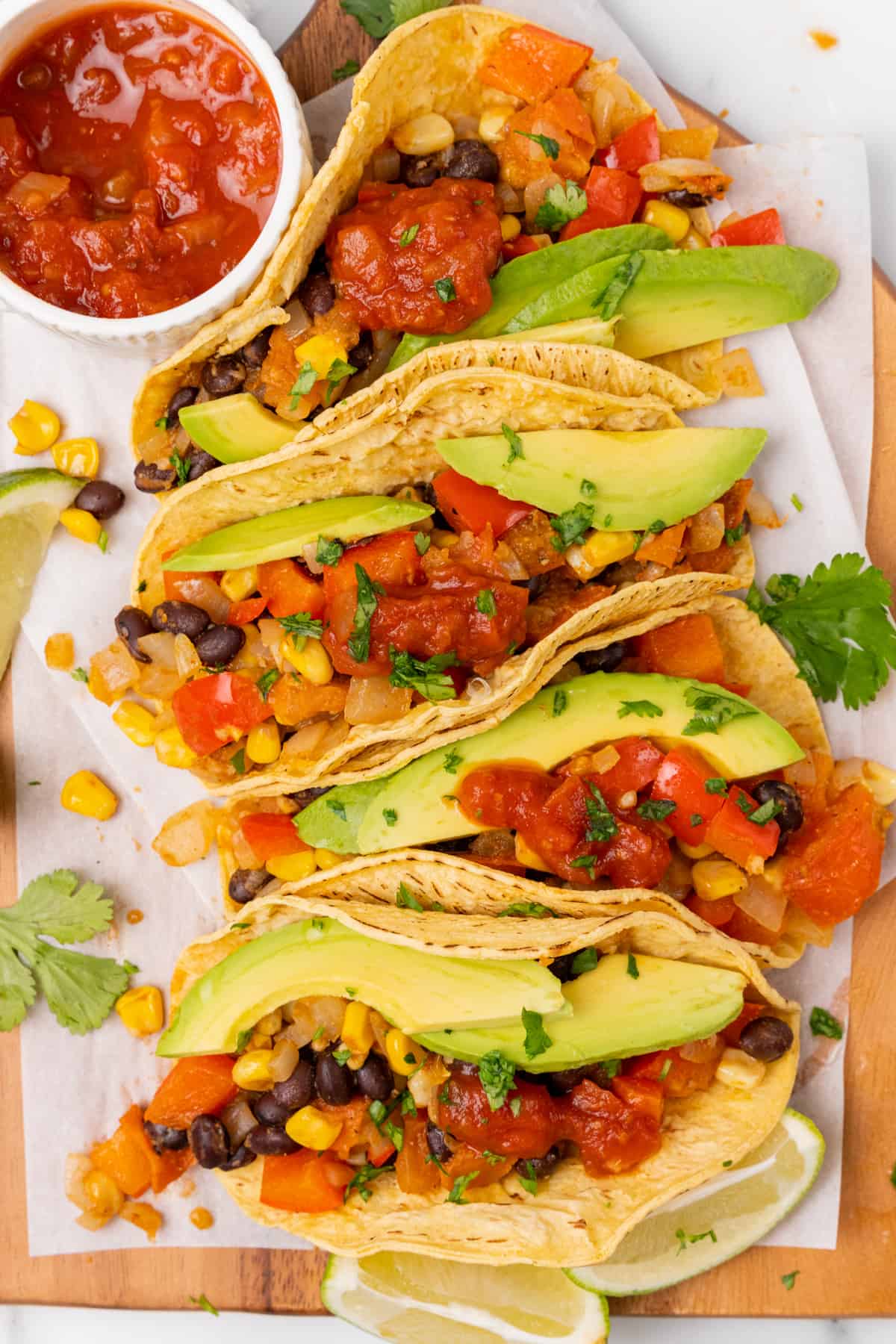 Tacos with veggies.