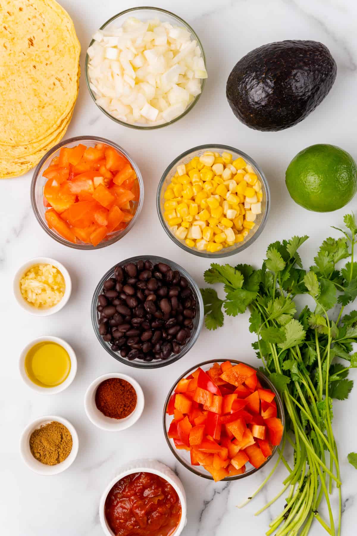 Ingredients for vegan tacos.