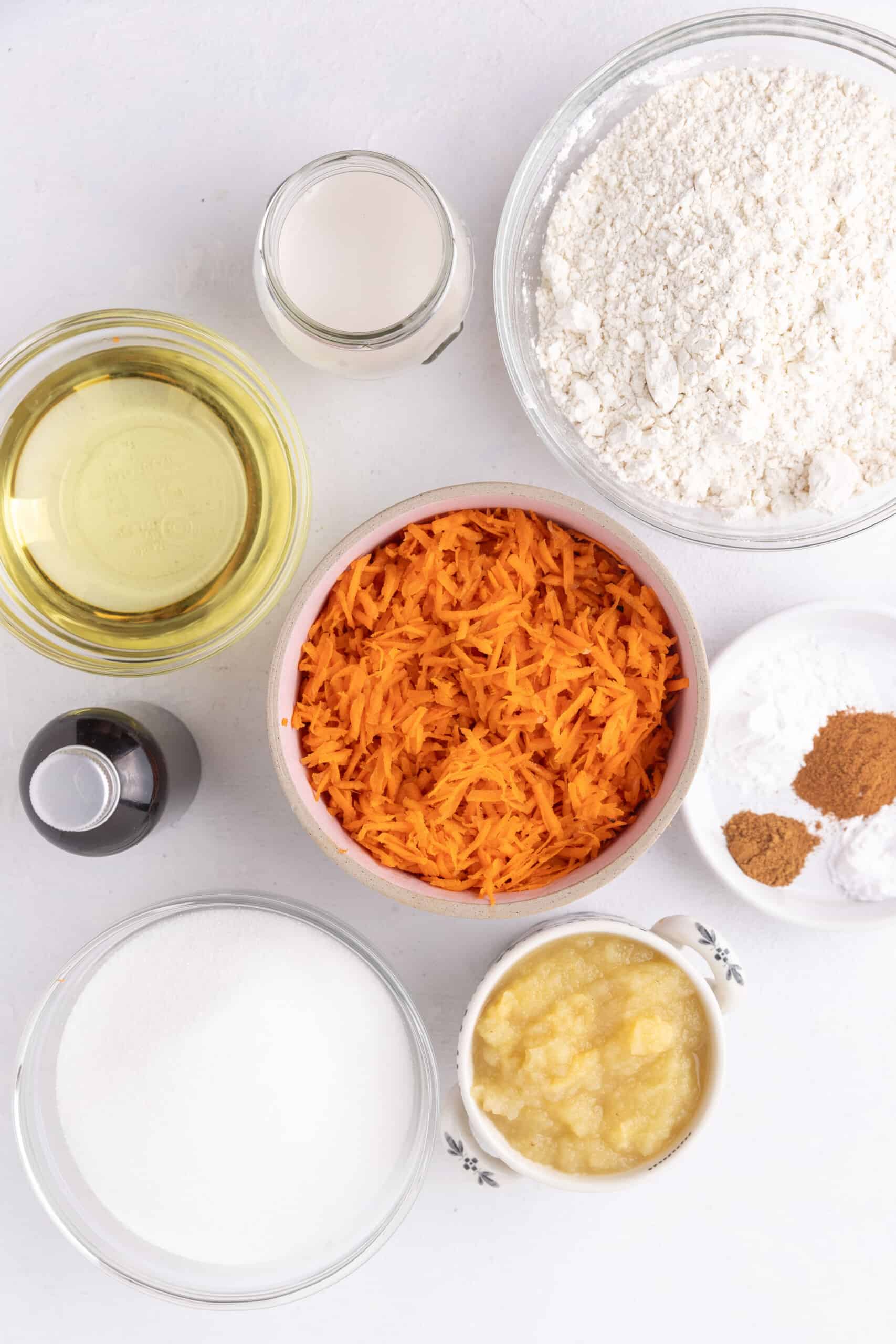 Ingredients for vegan carrot cake.